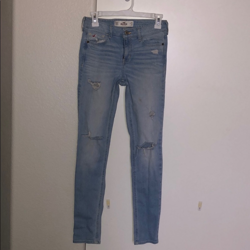 Hollister light wash ripped jeans.